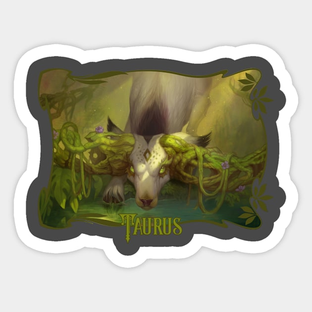 Zodiac Creature: Taurus Sticker by Leslie Casilli